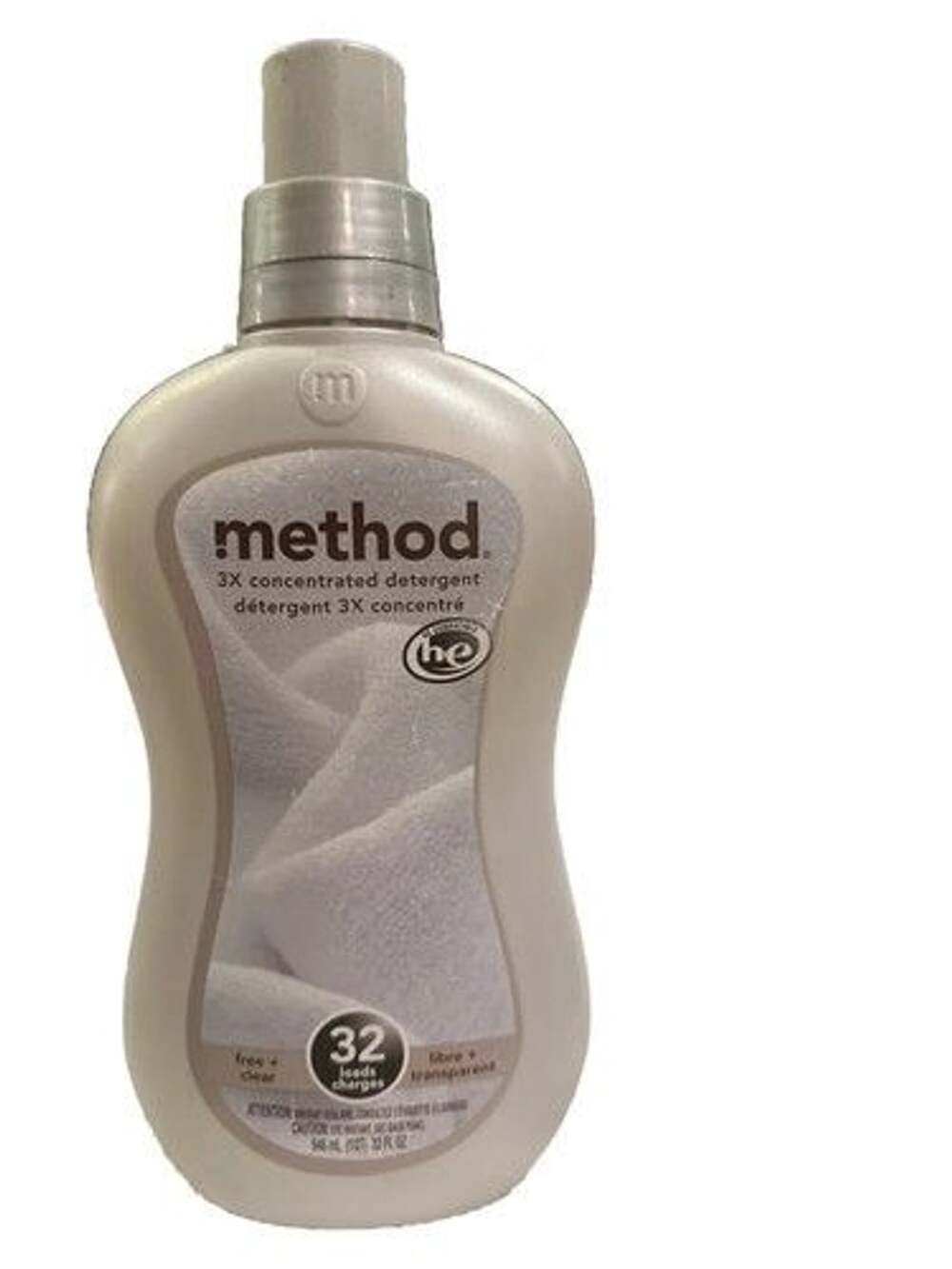 Method Laundry Detergent Hypoallergenic Free & Clear 32 Oz & Loads He Compat.